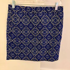 J Crew Jacquard Blue Pencil Skirt